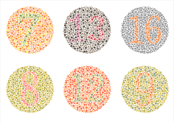 Teste de daltonismo com figuras de Ishihara